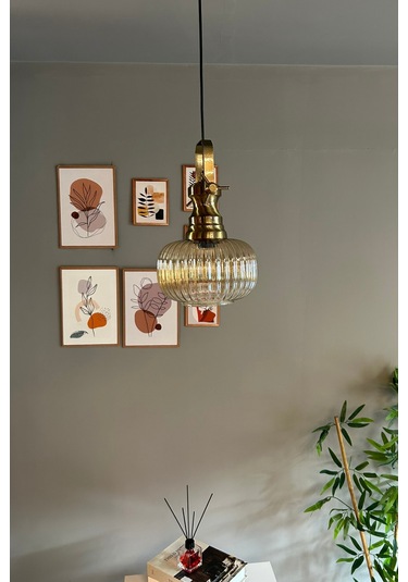 Mola Cam Bal Rengi Tekli Avize Yeni Eskitme Başlık Retro Sarkıt Lamba Restoran Salon Aydınlatma Bal