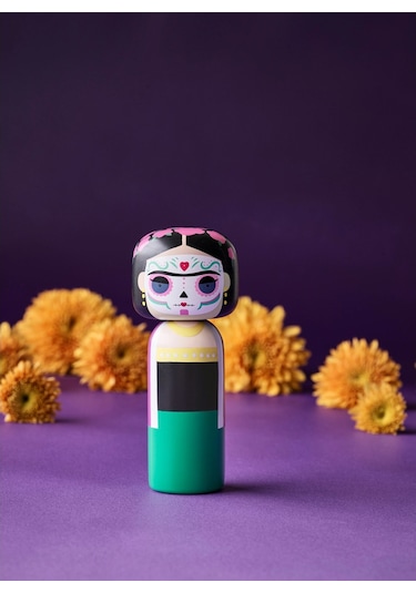 Lucie Kaas El Boyaması Kokeshi Figür, 14,5 Cm Koleksiyon & Figür Siyah
