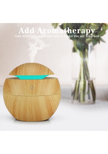 Dianziye 130ml Usb Nemlendirici Aromaterapi Makinesi 7 Renk Led Işıklı, Ev Odası Ofis Kullanıma Uygun, Açık Ahşap Desenli Hava Nemleyici