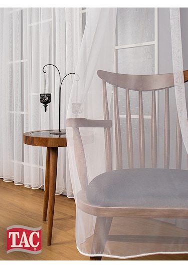 Taç Frahm Eteği Kurşunlu Parlak Düz Tül Perde / Ölçünüze Özel Dikim