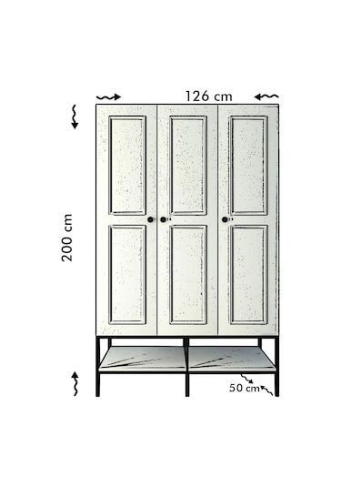 Pasific Home Martin 3 Kapaklı Gardırop Elbise Dolabı Parlak Beyaz