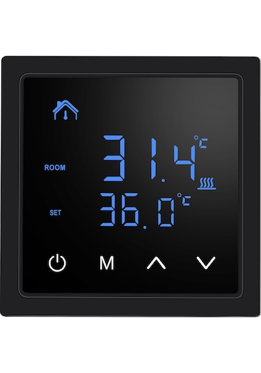 Ranyeek Mh-1828 Siyah Akıllı Zemin Isı Kontrol Cihazı - Oda Ve Zemin Sıcaklığı Yönetimi, Yüksek Sıcaklık Korumalı Duvar Tipi Termostat