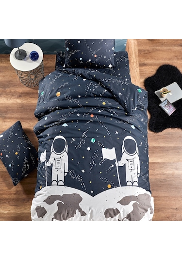 Laliva Uzaylı Astrontlu Çocuk Lastikli Nevresim Takımı