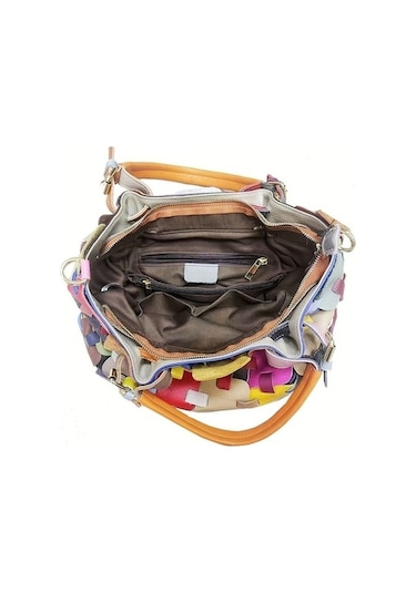 Didadodo Renkli Patchwork Küçük Boy Büyük Kapasiteli Tote Çanta Çok Renkli