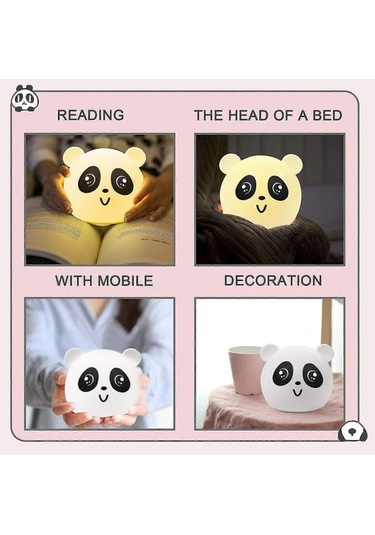 Opulentliving Çok Renkli Kawaii Çocuk Gece Lambası, Panda Tap, Od Dekoru, Hediye Çok Renkli