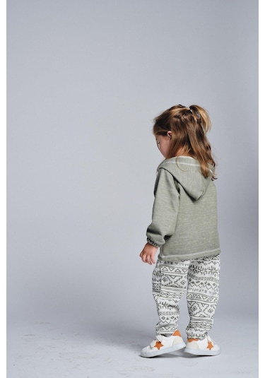 Etnik Desen Kanguru Cepli 2 Li Takım Haki