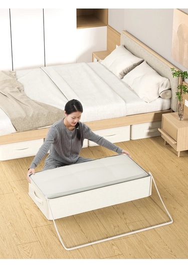 1 Adet Pamuk Ve Keten Şeffaf Yatak Alt Saklama Çantası Ev Diğer