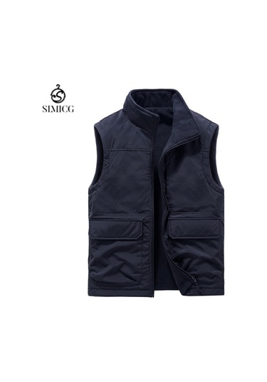 Erkekler İçin Sonbahar Ve Kış Dış Mekan Yeleği Günlük Yelek Koyu Mavi