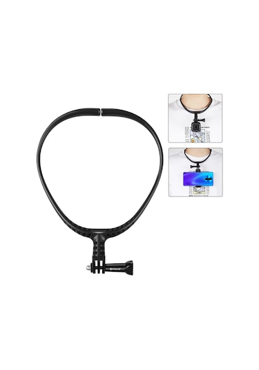 Gopro Aksiyon Kameraları İçin Puluz Tembel Ayarlanabilir Boyun Braketi Siyah