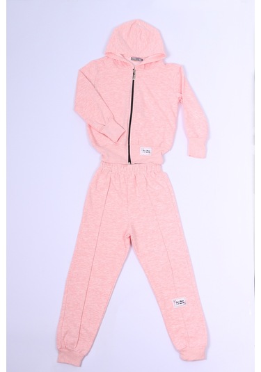 Kız Çocuk Eşofman Takımı Kapşonlu Fermuarlı C48 Pembe