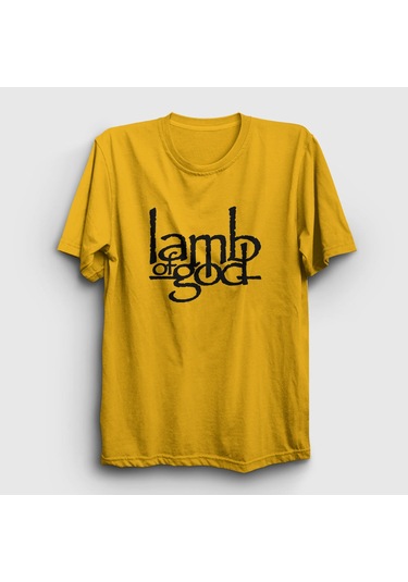Presmono Unisex Logo Lamb Of God T-shirt Sarı