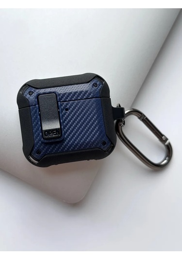 Life Tech. Airpods Uyumlu 4 İçin Koruyucu Kılıf, Karabinalı Kılıf 396531876 Mavi