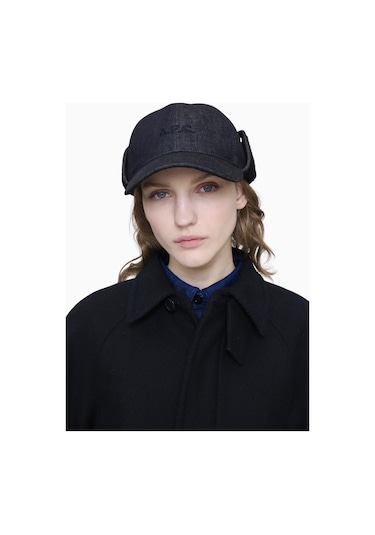 A.p.c Tommie Baseball Cap Yün Ve Denim Unisex Şapka Lacivert 60