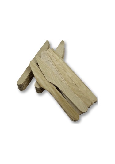 Kullan At Ahşap Naturel Tahta Bıçak 50 Adet Ahşap