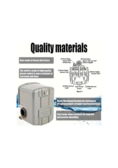 Dashanshop Gri 30-50 Psı Kuyu Pompa Basınç Şalteri 1/4 Npt 40/60 Ayar