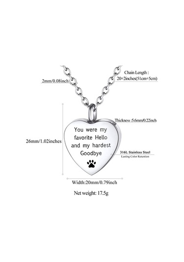 Soulader Köpek Külleri İçin Kalp Şeklinde Kremasyon Kolyesi - Özel Pençe Baskılı Kül Tutucu Kolye Tasması, Sevgi Dolu Bir Hatıra Çok REnkli