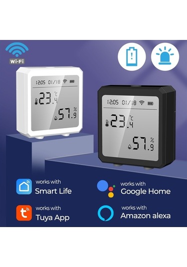 Dancemonkey Wi-fi Sıcaklık Nem Ölçer Akıllı Ev Ekipmanı Siyah Graffiti App,