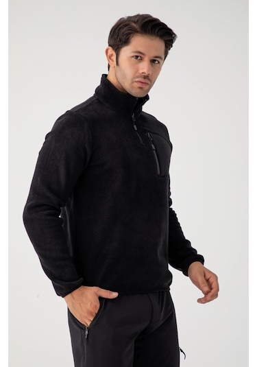 Crozwise Polar Yarım Fermuarlı Sweat Siyah