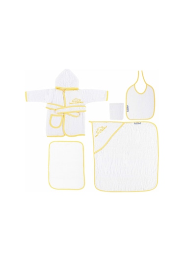 Sema Baby 5 Parça Bebek Bornoz Seti - Sarı 23292462