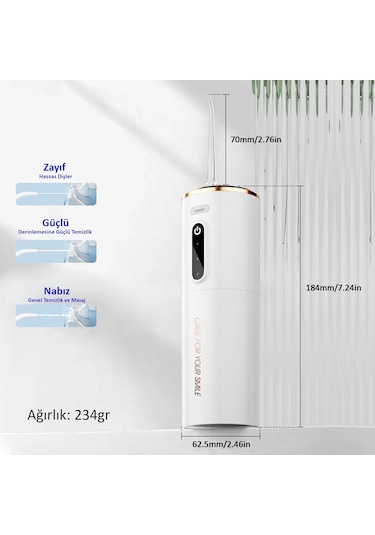 Valkyrie Şarj Edilebilir Taşınabilir Ağız Duşu 280ml Diş Protez Bakım Cihazı Gündelik Kullanım