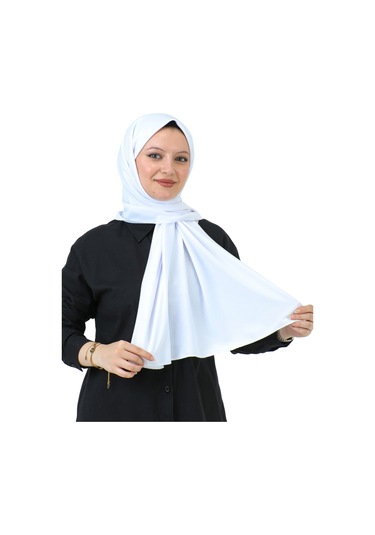 Şal Zarif Başörtüsü Eşarp Tesettür Giyim Uzun Abiyelik Beyaz