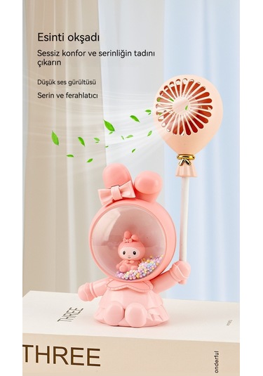 Aurora Karikatür Sevimli El Masaüstükçük Fan Katlanabilinir Taşınabilinir Büyük Rüzgar Gücü Usb Şarj Elektrikli Fan