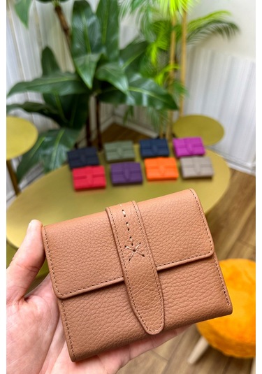 Lily Taba Hakiki Deri Kadın Cüzdan Kibar Şık Ve Kullanışlı Taba