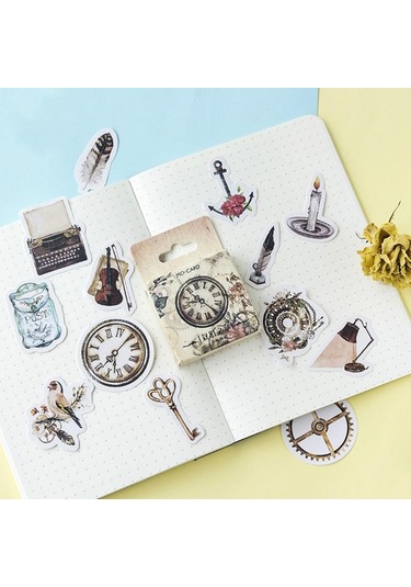 Jms 46 Adet Vintage Gotik Dekorasyon Kağıt Çıkartmalar Kawaii Etiket Engo Diğer