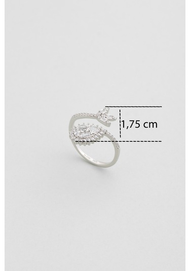 Zambak Işıltısı 18 Ayar Beyaz Altın Kaplama Gümüş Yüzük Beyaz