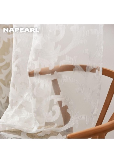 Beyaz 1 Pc Napearl Jakarlı Sırf Ev Dekor Için Jakarlı Tül Perde