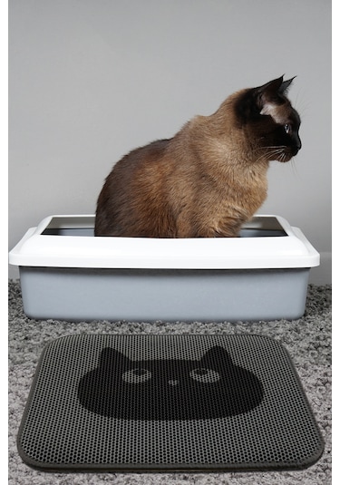 Simple Kedi Kumu Paspası Gri Elekli Tuvalet Önü Paspası
