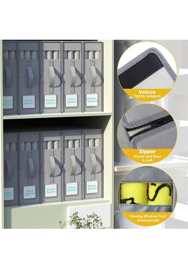 Createtech Yorgan Yastık Ve Klasör Kılıfları İçin Pratik Düzenleyici Depolama Çözümü, Çarşaf Organizer - Ai Gri
