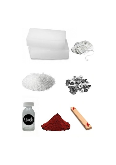 Mum Yapım Seti,1Kg Mum Parafini, Esans,Boya,Fitil,Çıtçıt,Stearin