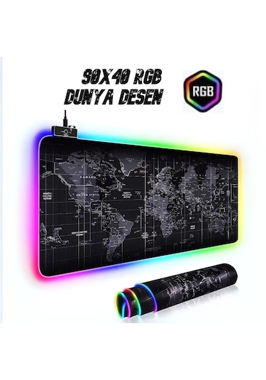 Dalong Dünya Haritalı Led Işıklı Mouse Pad 90x40 Cm