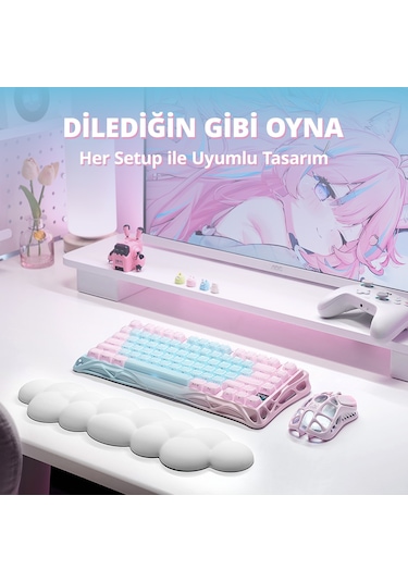 Gravastar Mercury K1 Lite Rgb Kablosuz Mekanik Gaming Klavye, İngilizce Q,aurora Mist