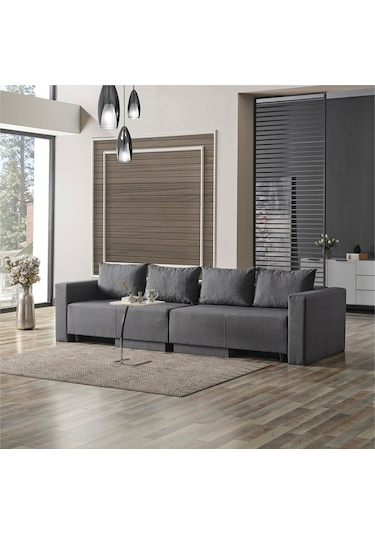 Kagu Corner Poly-l Köşe Takimi-kanepe-yatak-dinlenme Koyu Gri
