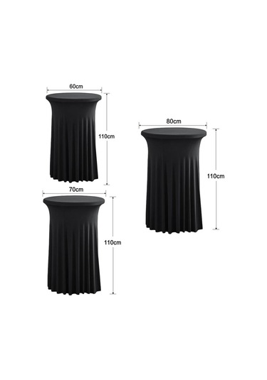 Sones Simple Premium Feeling İş Konferansı Kokteyl Bar Örtüsü Yuvarlak Sundress Streç Masa Örtüsü, Boyut: 80x110cm Siyah Siyah
