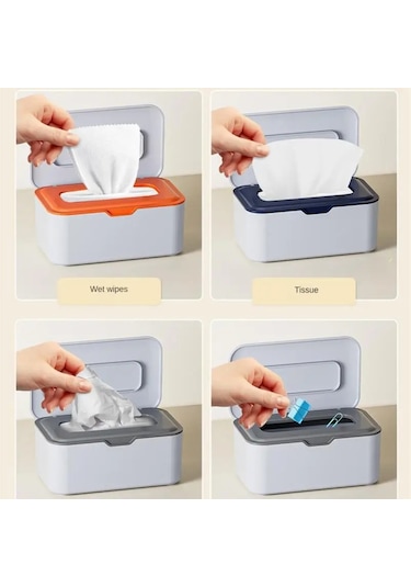 Mavi Kapaklı Islak Ve Kuru Doku Kutusu Doku Kutusu Mutfak Depolama Malzemeleri Yaratıcı Kağıt Dispenseri Islak Mendil Kutusu Toz Geçirmez
