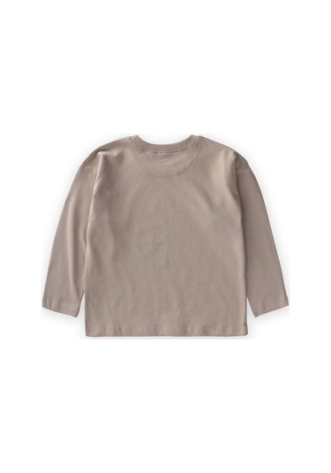 Cigit Etiket Detaylı Mevsimlik T-shırt 2-10 Yaş Vizon Vizon