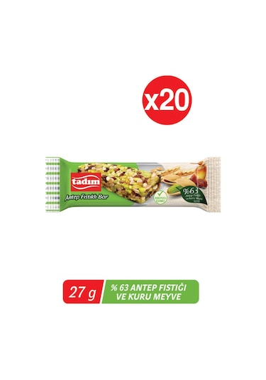 Tadım Antep Fıstıklı Bar 20 x 27 Gr