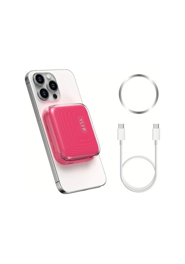 Brightnova Rosy 5000mah Mini Ultra Ince Manyetik Kablosuz Power Bank 15w Kablosuz Sarj 225w Pd Hizli Sarj Led Ekran Alt N