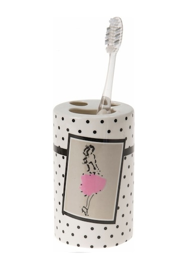 SERAMİK DİŞ FIRÇALIK PEMBE ELBİSELİ KADIN MODEL 7X7X11CM Diğer