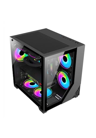 Strong Shadow Siyah 3x 120mm ARGB mATX Akvaryum Gaming Bilgisayar Kasası (Powersız)