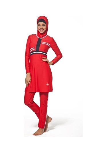 Adasea 0015 Kırmızı Tamboy Full Lycralı Tesettür Mayo