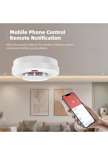 Youmex Tuya Wifi Duman Alarmı, Akıllı Telefon Uygulaması İle Uzaktan Kontrol, 360 Derece Algılama, Yüksek Ses Seviyesi Pil Dahil Değil A600w