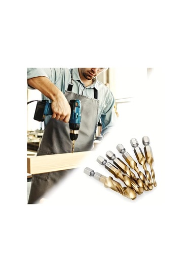 Chuangyinshop G 6pcs 2si1 Matkap Ucu Ve Kılavuz Seti 1/8-3/8 Inç 1/4 Heks