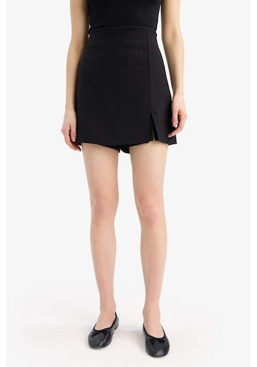 DeFacto Normal Bel Basic Düz Şort Etek C1860AX25SPBK81 Siyah