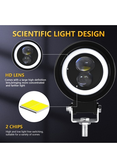 Youtek Motosiklet Led Farları, 60w 6000k Ip68, 3 Mod Yakın-uzak Işık, Drl , Alüminyum Gövde, 2 Adet Set