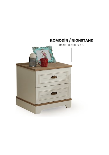 Komodin Urlu ARTE Model İki Çekmece Beyaz Renk İtinalı paketleme
