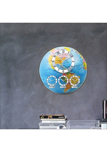 Antik Küre Dünya Saati Çok Renkli